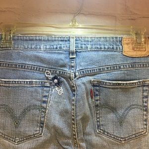 Distressed LEVI red tag worn tattered 513 boot cut jeans faded frayed patched 12